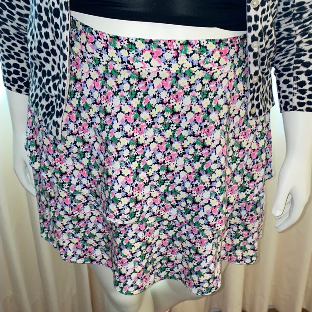 ASOS Pink Multi Color Floral Skater Mini Skirt